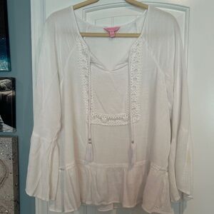 White Lilly Pulitzer bell sleeve shirt